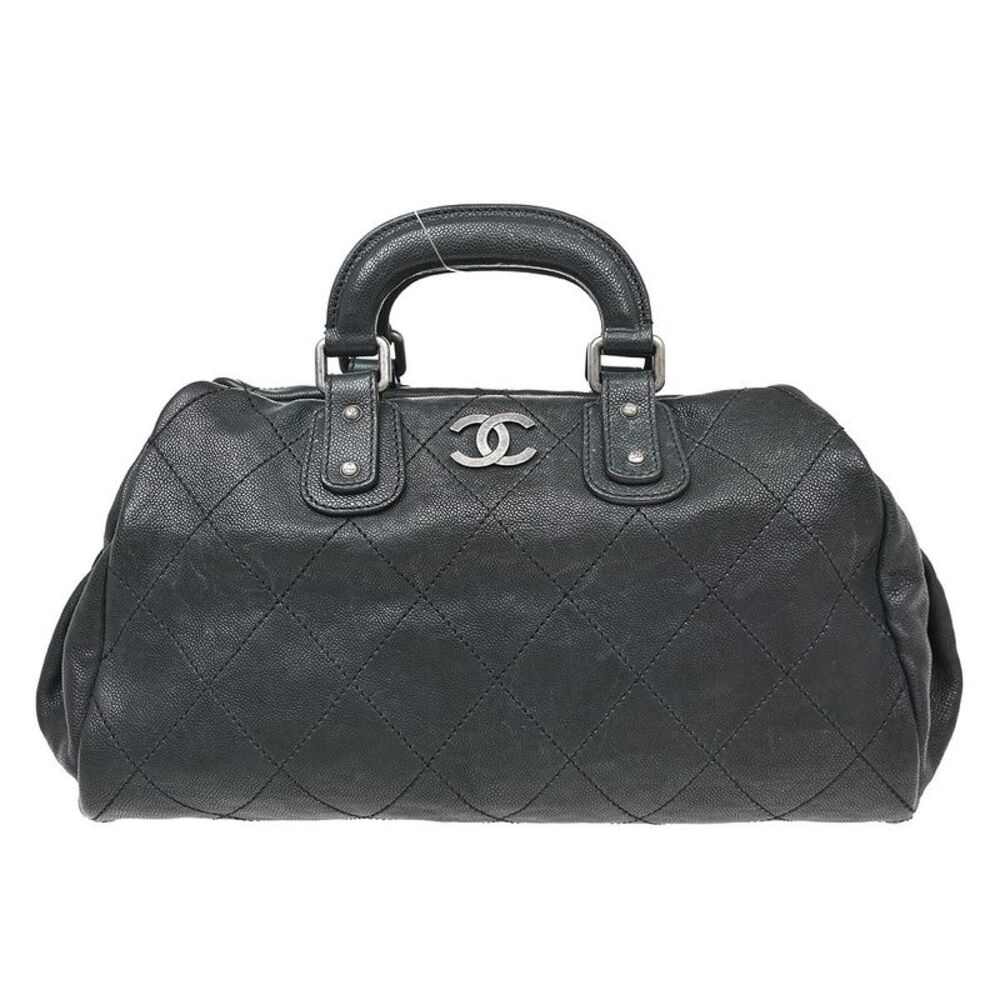 Chanel Outdoor Ligne Doctor Bag Quilted Caviar Black Leather Handbag